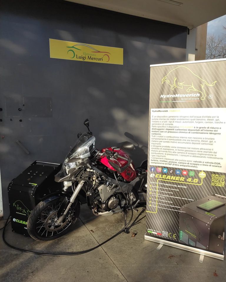 decarbonizzazione motore, pulizia motore con idrogeno, lavaggio motore, trattamento idrogeno, moto